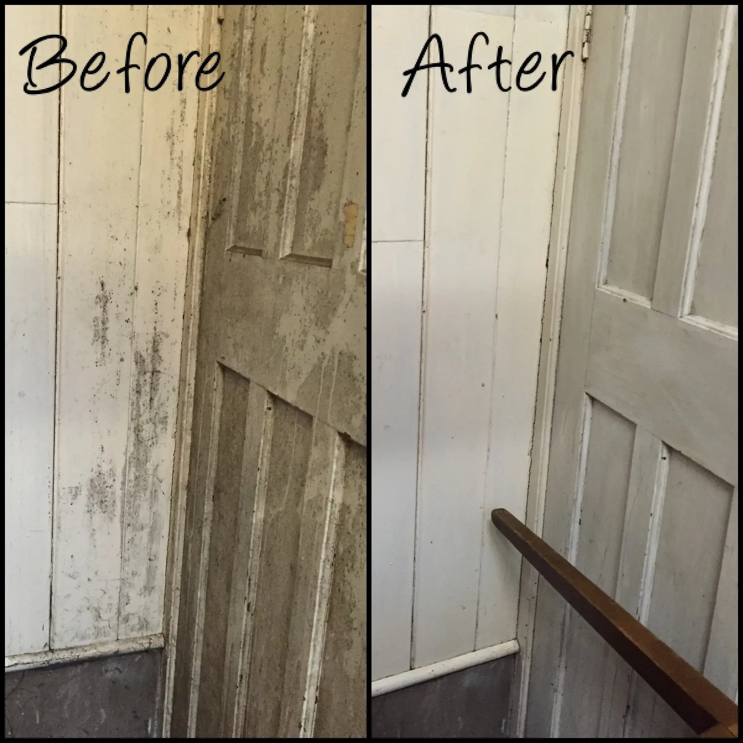 before and after image of a door